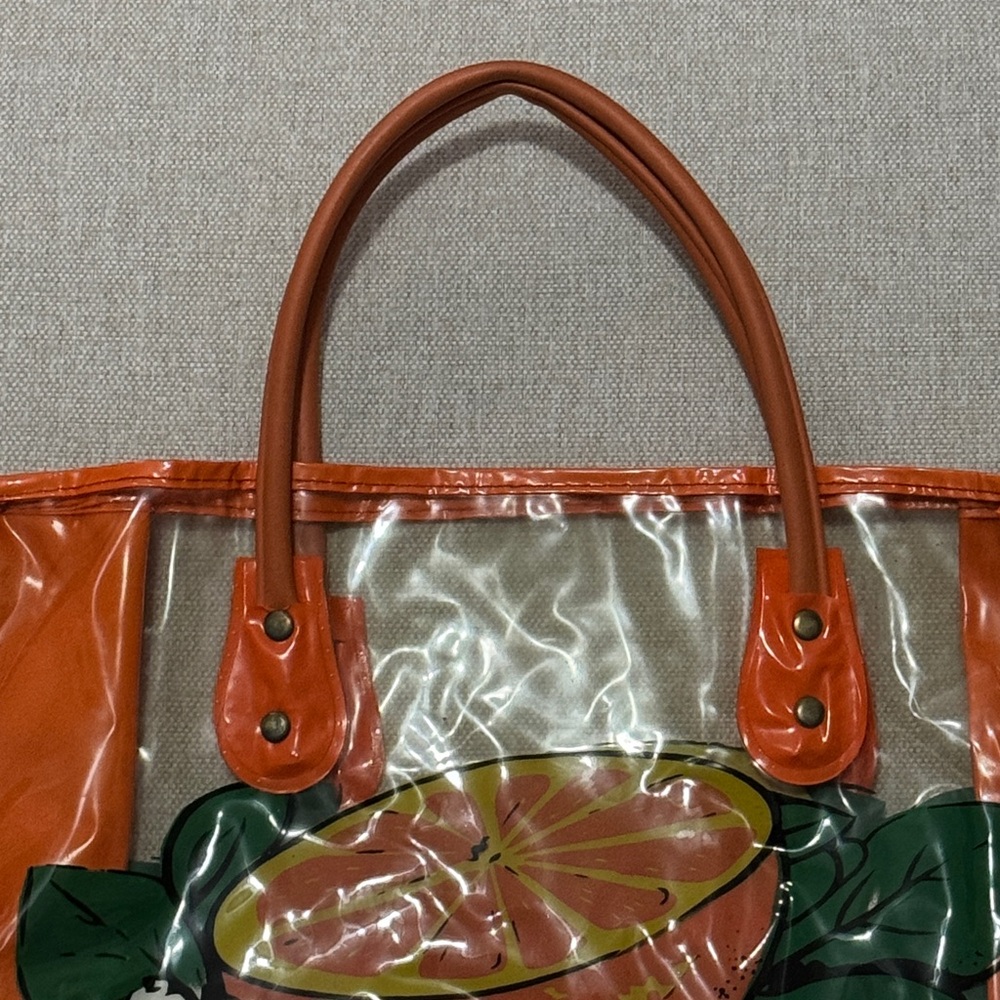 Vntg Florida Tourist Bag-Clear/Orange/Citrus Double Sided Logo-Hand Carry Strap - Picture 2 of 13